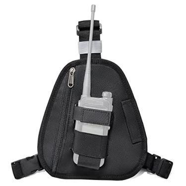 Imagem de TWAYRDIO Peitoral de rádio, bolsa de ombro com uma bolsa de rádio única ajustável para rádios bidirecionais portáteis Baofeng Retevis Yaesu e Walkie Talkies