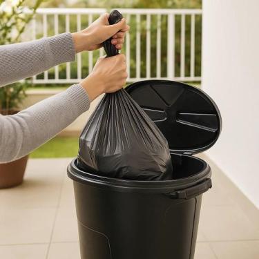 Imagem de Lixeira Cesto de Lixo Grande 35 e 60 Litros Preto Com Tampa Cozinha Co