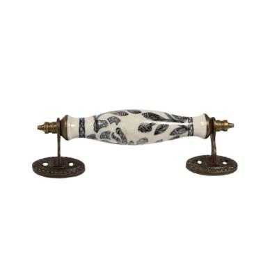 Imagem de Puxador para Porta em Cerâmica 4x5x18 cm – Decorativo, Clássico e Resistente para Portas e Móveis