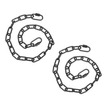 Imagem de PATIKIL 2 cadeados de corrente de portão, trava de corrente suspensa de aço de liga de 66 cm com 2 fechos abertos para barraca de celeiro, portão, rede, sacos de pancada, sacos de areia, ioga