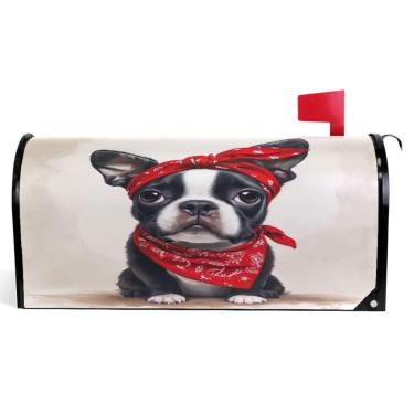 Imagem de TSENQUE Capas decorativas para caixa de correio magnética, buldogue fofo, outono, caixa de correio, vinil, decoração de casa de fazenda, caixa de correio, tamanho padrão ao ar livre, 52,5 x 45,8 cm