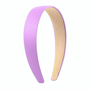 Imagem de Bestac Faixa de cabeça dura de cetim - acessório de cabelo feminino e feminino - cetim macio, fixação durável (roxo claro)