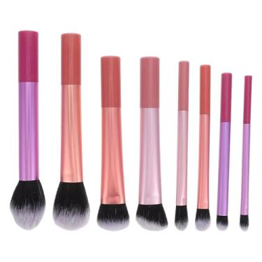 Imagem de Conjunto de pincéis de maquiagem multicoloridos de 8 peças e corretivo de sombra para aderência confortável de ferramentas de maquiagem de viagem para aplicações faciais precisas