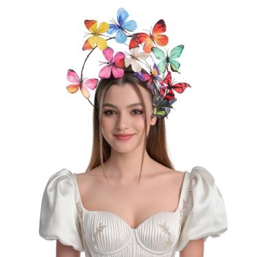 Imagem de Comott Tiara de borboleta fascinadora monarca coroa chá festa jardim festa tema borboleta fantasia acessório para cabeça