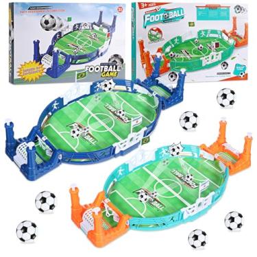 Imagem de 2 conjuntos de jogos de tabuleiro de futebol para crianças, mini mesa de pebolim de futebol e pinball jogo esportivo interativo para adultos, meninos, meninas, família, sala de jogos, festa noturna