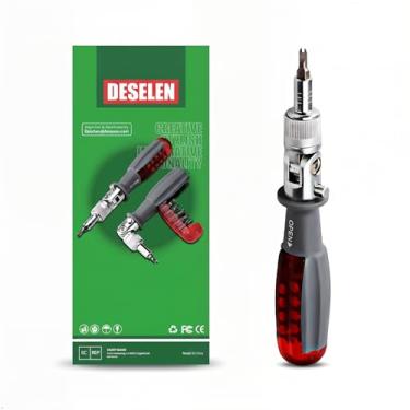 Imagem de Deselen Conjunto de chaves de fenda de catraca 10 em 1 com cabeça de pivô de 180°, pontas magnéticas, design multifuncional, ferramenta compacta de várias pontas para bricolagem doméstica, eletrônicos