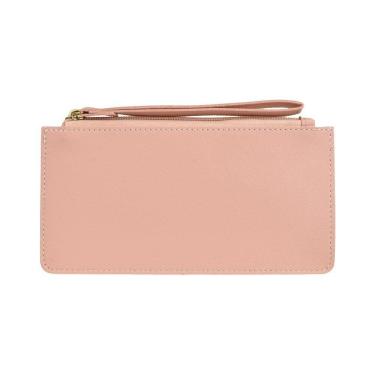 Imagem de Carteira Feminina Rosa Com Zíper Porta Documentos Cartão Pu