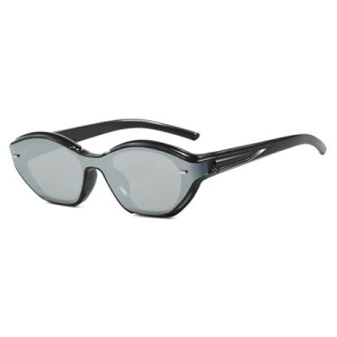 Imagem de Óculos de Sol UV400 - Olho de Gato, Cores Jelly, Estilo Punk com Rebites, para Homens e Mulheres, Esportes ao Ar Livre, Corrida e Ciclismo, Preto e Prata