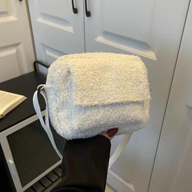 Imagem de Bolsa tiracolo de cor sólida para mulheres – Bolsa de ombro quadrada pequena moderna estilo INS coreano com fecho de zíper, Branco, Medium, Mochila casual