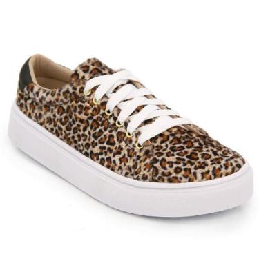 Imagem de Tênis Feminino Casual Sola Baixa Confortável Leve - J.Rei, 37, Marrom,