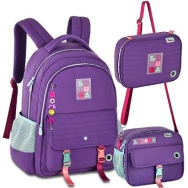 Imagem de Kit Mochila de Costas em Nylon OFICIAL LULUCA LU24601 Roxo-Unissex