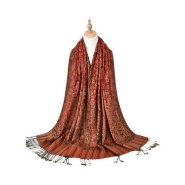 Imagem de Lenço Hijab Retro De Tamanho Grande Para Mulheres Com Estampa Paisley 