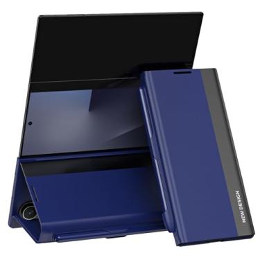 Imagem de LTLMYDAM Capa galvanizada para Samsung Galaxy Z com três dobras, aba de couro vegano, fecho magnético, função de suporte com capa de suporte de caneta, azul, dobra tripla