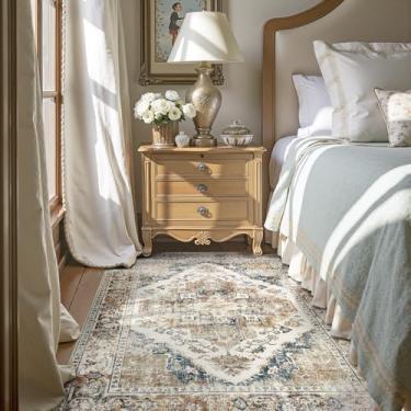 Imagem de jinchan Tapete vintage 10 x 15 cm, tapetes finos modernos laváveis, antiderrapante, elegante, retrô, leve, tapete de chenille para quarto, sala de estar, sala de jogos