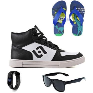 Imagem de Tenis Infantil Meninos Botinha Cano Alto Escolar Casual Basico + Chine