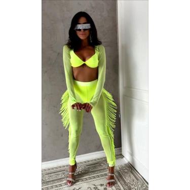 Imagem de Conjunto Cropped + Calça Picks - Amarelo Neon - Soe Le Marché, G