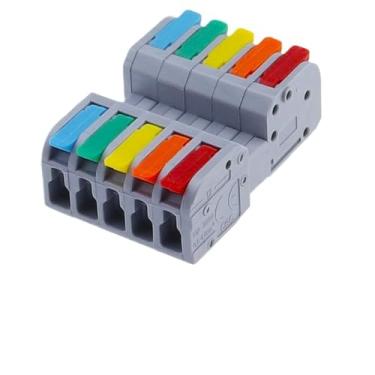 Imagem de ZEDEVB Mini conector de fio rápido de encaixe conectores elétricos compactos universais bloco de terminais de condutor de extremidade de pressão (DF-2604D-5C, 5 peças)