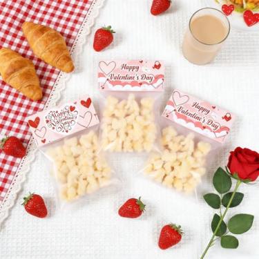Imagem de Toppers para o Dia dos Namorados, cabeça de cartão vermelho com saco OPP de boca plana, Love Designs Toppers de bolsa de embrulho para crianças presentes românticos, lembrancinhas de festa e