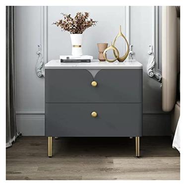 Imagem de Mesa de cabeceira moderna com 2 gavetas, mesa de cabeceira para escritório, sala de estar, quarto (cinza escuro) lateral (C 35 x P 40 x A 51 cm)
