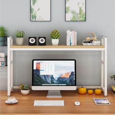 Imagem de Estante de mesa tipo H para mesa de computador, prateleira organizadora de exibição aberta, prateleira organizadora de armazenamento ajustável, rack de armazenamento de madeira e metal, para