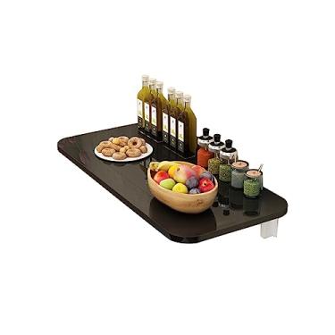 Imagem de Mesa dobrável flutuante montada na parede para estudo, quarto, banheiro, varanda, bancada multifuncional de folhas suspensas em cor preta, mesa dobrável com economia de espaço.
