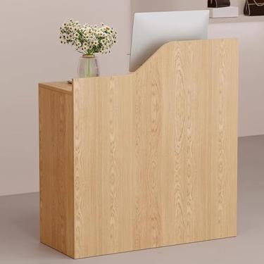 Imagem de Mesa de recepção com gavetas trancáveis, balcão frontal com economia de espaço para salão de beleza, loja de varejo e escritório (natural, 100 cm)