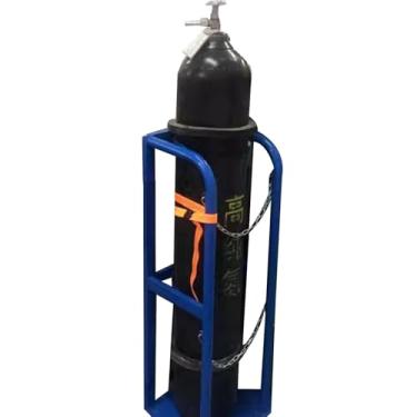 Imagem de Rack de cilindro de oxigênio de 100 cm de altura e suporte de tanque de propano - Suporte de cilindro de gás montável no chão para hospital e laboratório com corrente protetora e parafusos de fixação