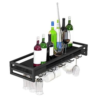 Imagem de Garrafa de vinho montada na parede - Suporte de vidro, suporte multifuncional para copo de vinho fácil de instalar para bar de cozinha, suporte de copo de vinho resistente e durável