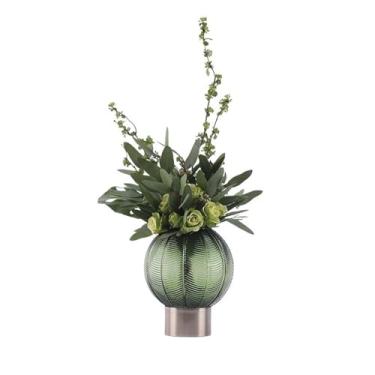 Imagem de Conjunto de flores de simulação de decoração sala de estar armário de TV decoração artificial vaso de mesa arranjo casa de fazenda (grande)