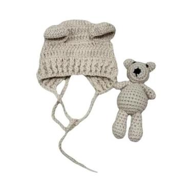 Imagem de Conjunto De Roupa Para Bebê Recém-Nascido Com Macacão Tricotado E Chap