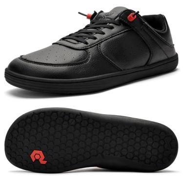 Imagem de Pulltop Sapatos masculinos com bico largo e descalço – Sapatos sociais minimalistas, sem queda, sem queda, sem cadarço, para caminhada, antiderrapante, para homens, Todo preto, 13 Wide