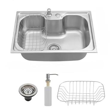 Imagem de Kit Cuba de Cozinha Gourmet Aço Inox 304 60x42cm e 50x40cm com Acessórios(60 * 42 * 21CM)