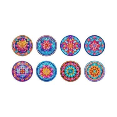 Imagem de Conjunto De Porta-Copos De Madeira Antiderrapantes Com Pintura Diamant