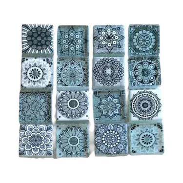 Imagem de Pastilhas De Mosaico De Vidro Boêmio Com Glitter Em Cores Sortidas Azu