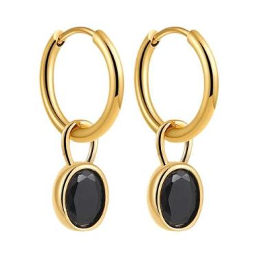 Imagem de Brincos De Argola Huggie Femininos Em Aço Inoxidável Banhado a Ouro Co