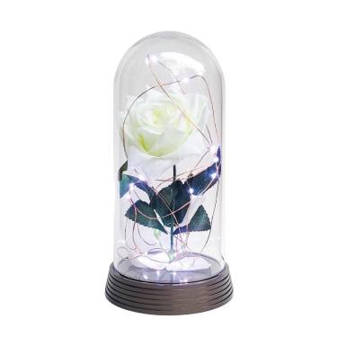 Imagem de Luminária A Rosa Encantada Branca 20 Cm Base Ouro Frio