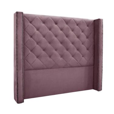 Imagem de Cabeceira Cama Box Queen 160cm e Recamier Vicenza Veludo S04 Cor Uva