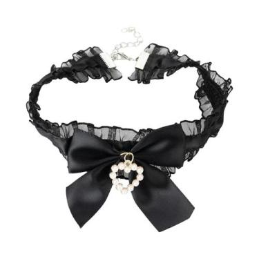 Imagem de Colar Choker Vintage De Renda Com Coração Para Mulheres, Laço Gótico, 