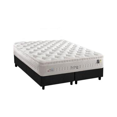 Imagem de Cama Box Queen: Colchão Molas Anjos Masterpocket Ensacadas Impressione + Base Cinza(158X198)