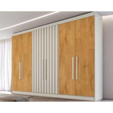 Imagem de Guarda Roupa Casal Potente 6 Portas C/ 2 Ripados E 6 Gavetas Off White/peroba - Europa