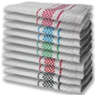 Imagem de 10 Panos De Prato Atoalhado Felpudo Premium Pr+Vm+Vd+Az+Rs