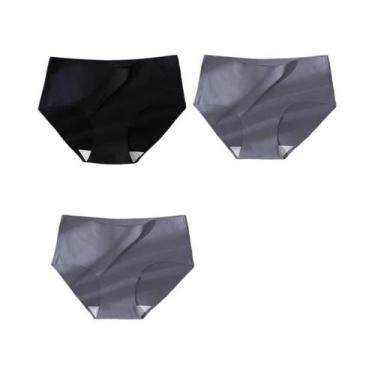 Imagem de Calcinhas Femininas plus Size De Seda Gelada Sem Costura, Kit Com 3 Pe
