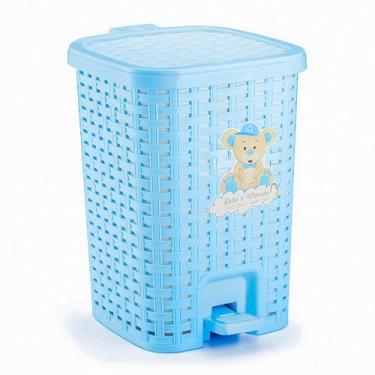 Imagem de Lixeira Infantil Azul Com Pedal 15L Balde Removível Para Quarto Do Beb