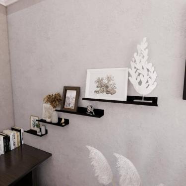 Imagem de Kit 4 Prateleira Metal Quarto Flutuante Aço Sala Preto 60Cm