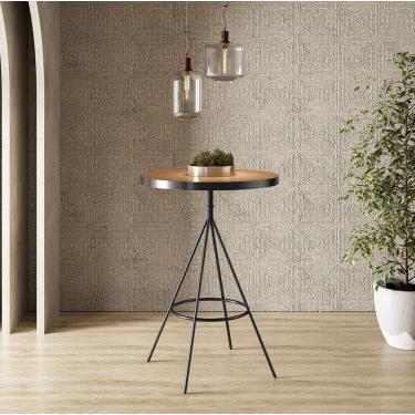 Imagem de Mesa Bistrô Alta Redonda Cozinha Industrial Pé Aço Dhalia PU S02 - D'Rossi