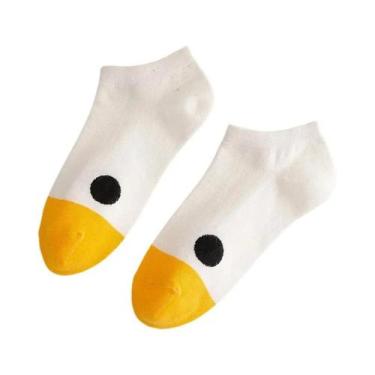 Imagem de Meias Femininas De Algodão Com Estampa De Pato Kawaii Estilo Harajuku 
