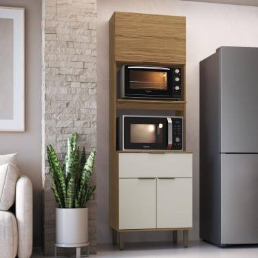 Imagem de Torre para Microondas e Forno 2 Portas Florença Naturalle/Sabbia