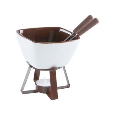 Imagem de Aparelho De Fondue Tradicional 5 Peças Cerâmica Carne Queijo Chocolate