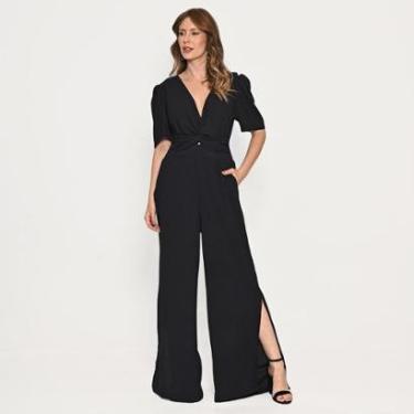 Imagem de Macacão Bisô Pantalona Fendas Liso Marinho-Feminino