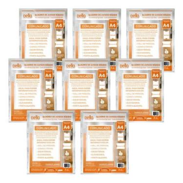 Imagem de Kit 8 Quadros De Avisos A4 Expositor Cristal Parede Adesivo - Dello